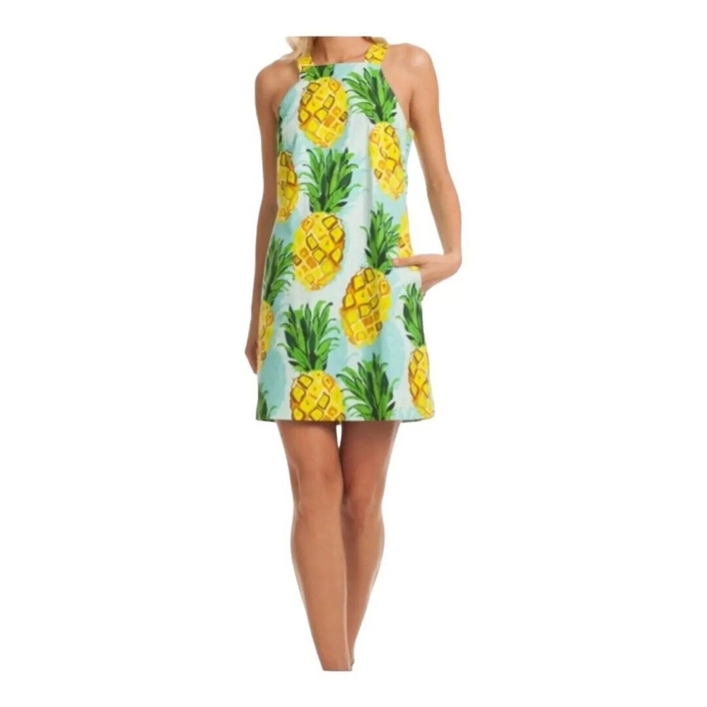 NWT Trina Turk Felisha Pineapple Sundress Shift Dress 0 00 XS Cotton Tropical - Picture 4 of 10